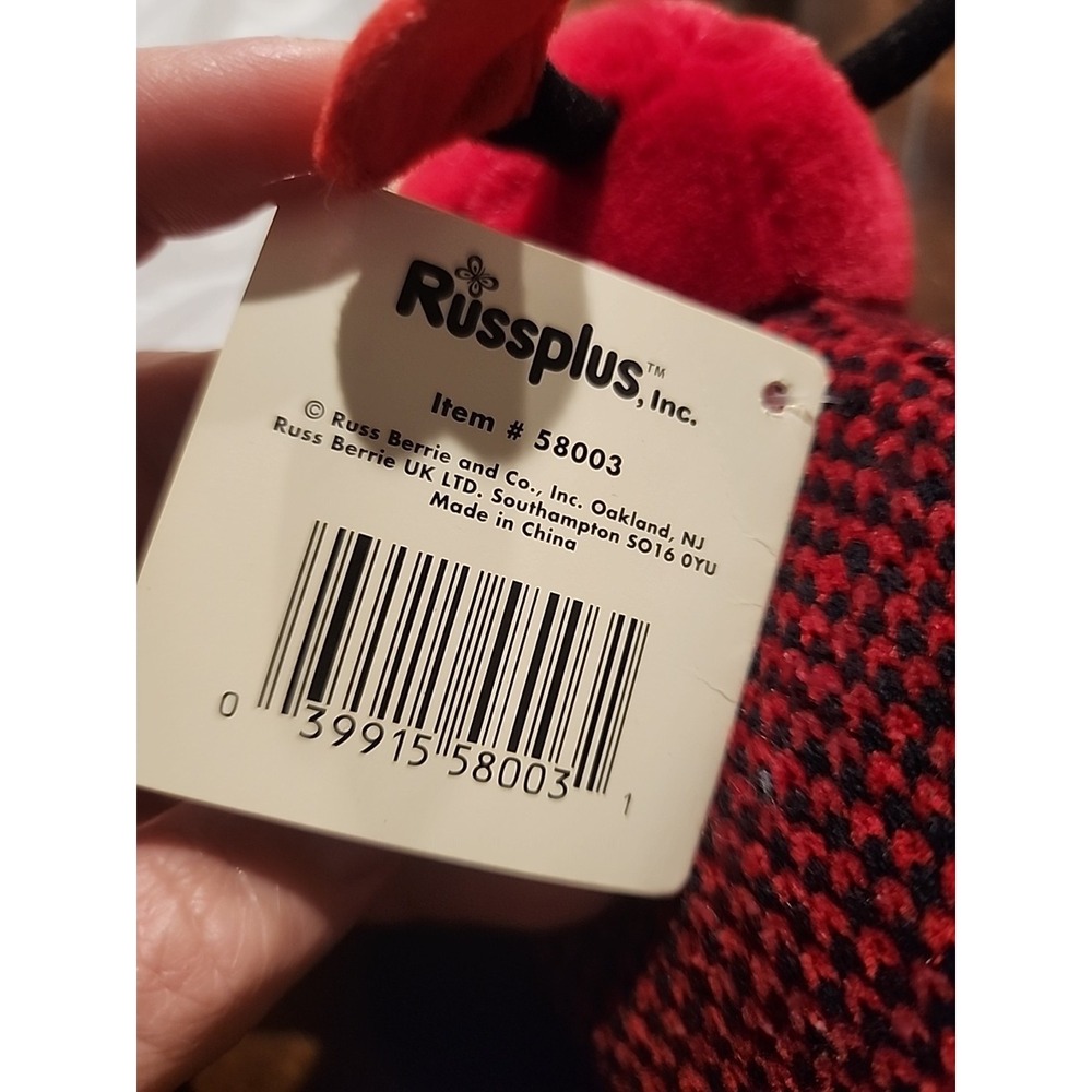 Russplus Treasures‎ Ladybug Plush #58003 With Tags 8" x 6" Russ Hearts Beanie - Picture 5 of 5